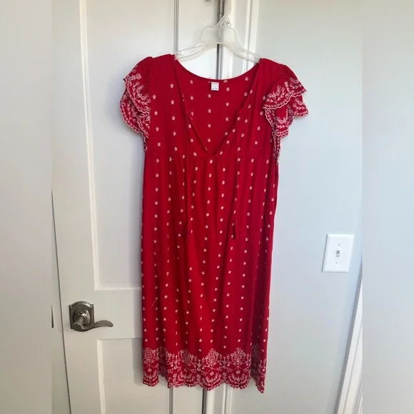 Old Navy Large red dress with white stitching detail